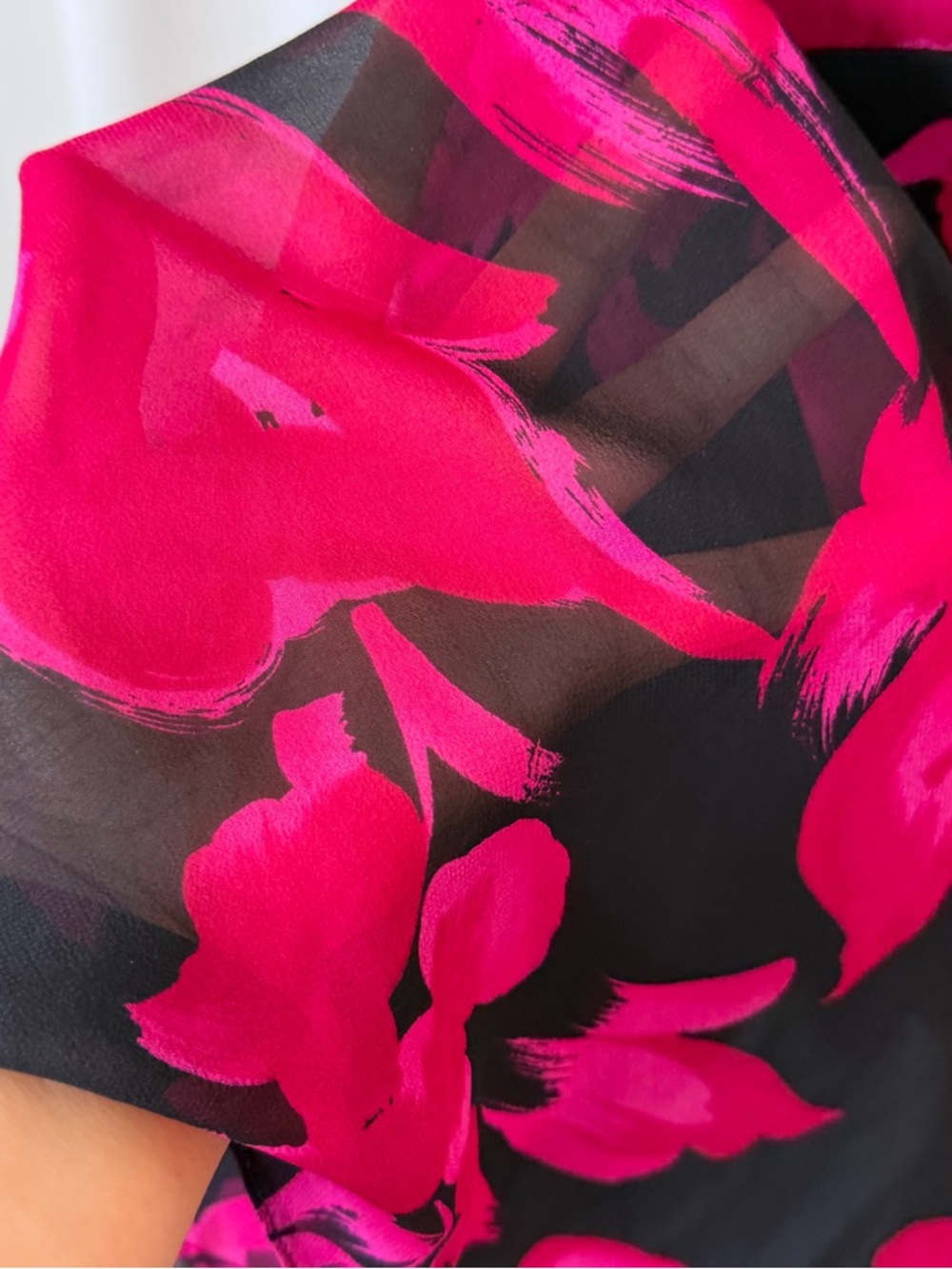 Vintage A.J. Bari 100% Silk Floral Tiered Mini Dress Pink & Black Size 10. - Picture 15 of 15